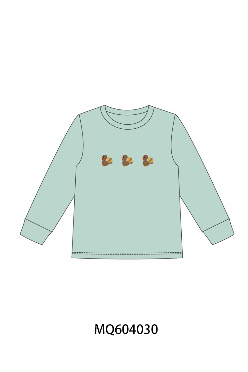 PO87 Green thanksgiving turkey embroidery gingham collection - closing 4/20 - ETA early October