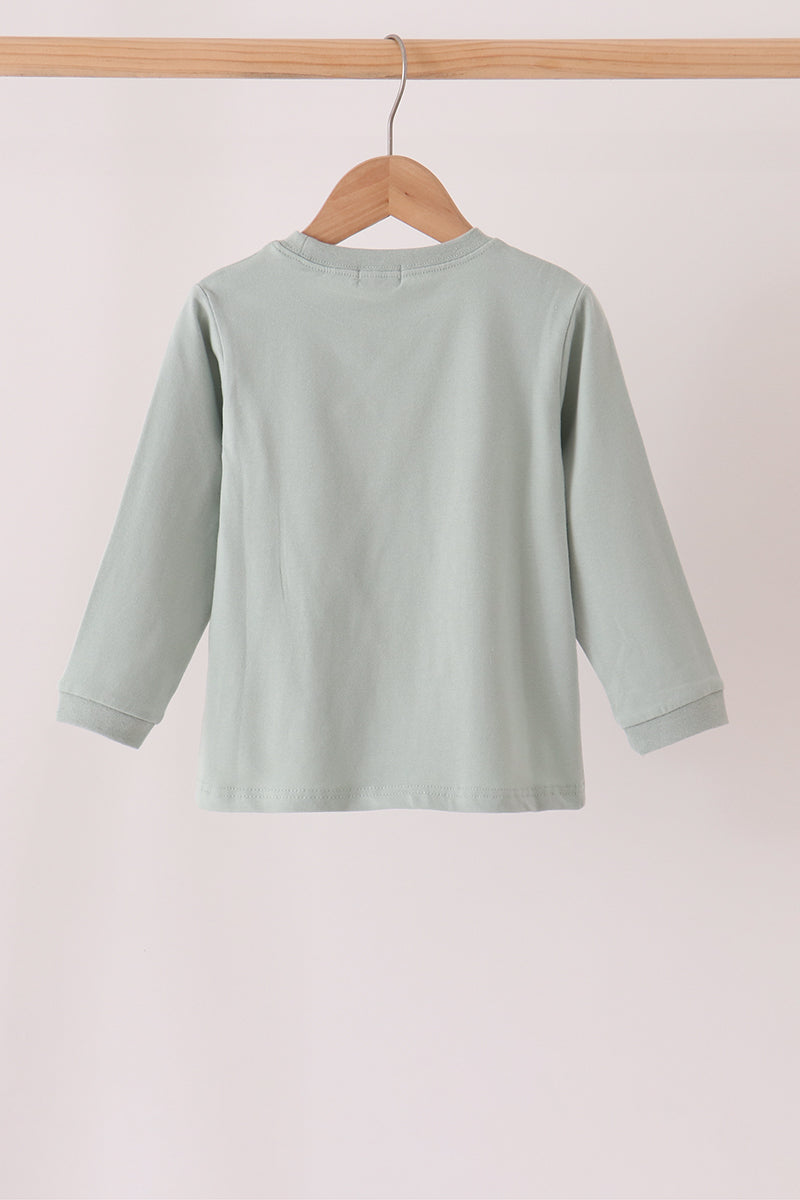 Green turkey embroidery top