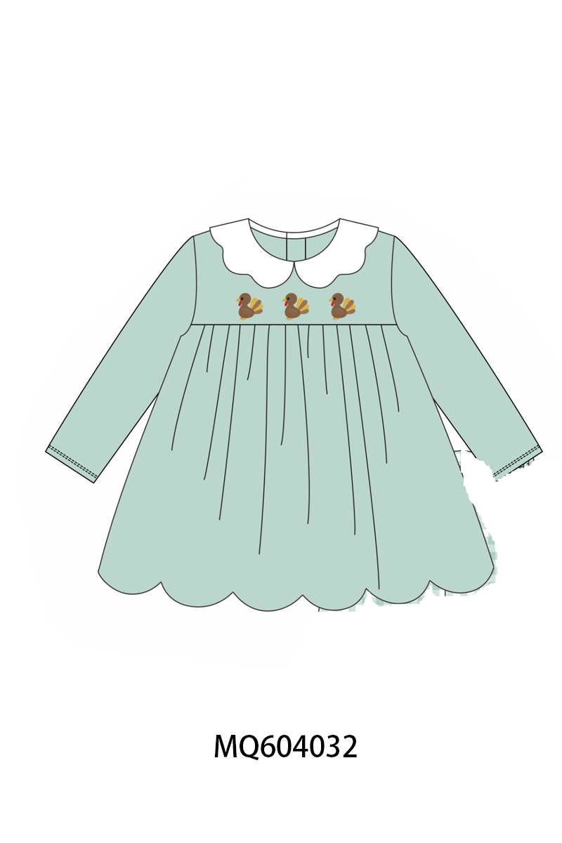 PO87 Green thanksgiving turkey embroidery gingham collection - closing 4/20 - ETA early October