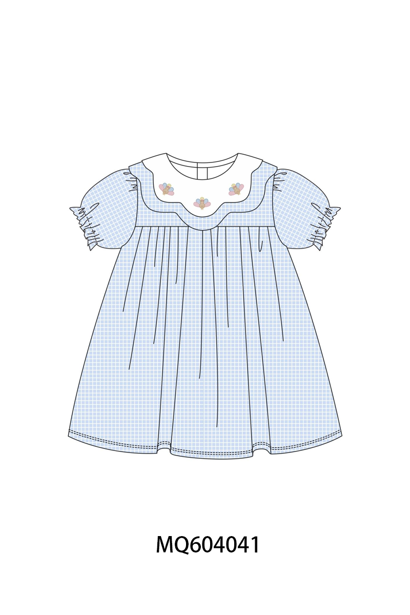 PO87 Blue thanksgiving turkey embroidery plaid collection - closing 4/20 - ETA early October