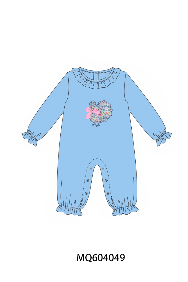 PO87 Blue thanksgiving turkey floral applique collection - closing 4/20 - ETA early October