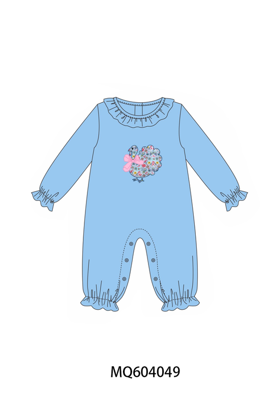 PO87 Blue thanksgiving turkey floral applique collection - closing 4/20 - ETA early October
