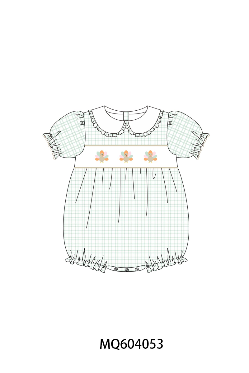 PO87 Green thanksgiving turkey embroidery plaid collection - closing 4/20 - ETA early October