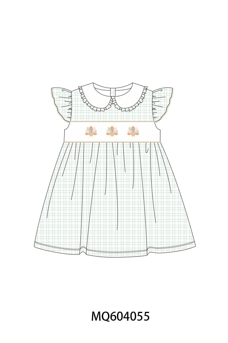 PO87 Green thanksgiving turkey embroidery plaid collection - closing 4/20 - ETA early October