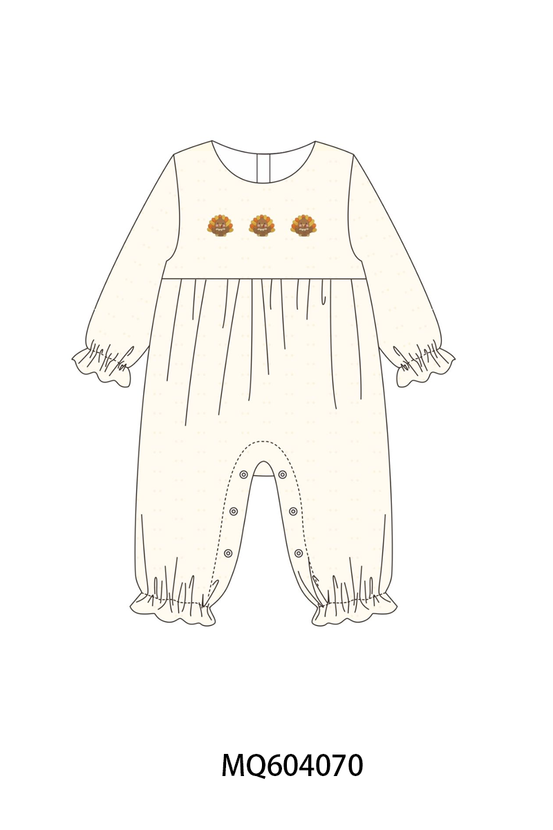 PO87 Beige&green thanksgiving turkey embroidery gingham collection - closing 4/20 - ETA early October