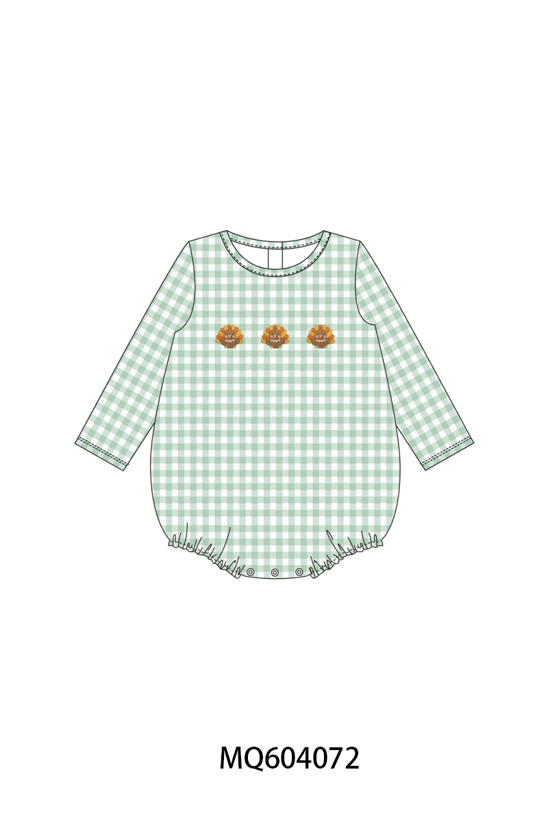 PO87 Beige&green thanksgiving turkey embroidery gingham collection - closing 4/20 - ETA early October