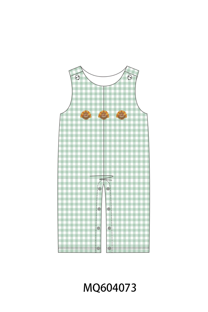 PO87 Beige&green thanksgiving turkey embroidery gingham collection - closing 4/20 - ETA early October