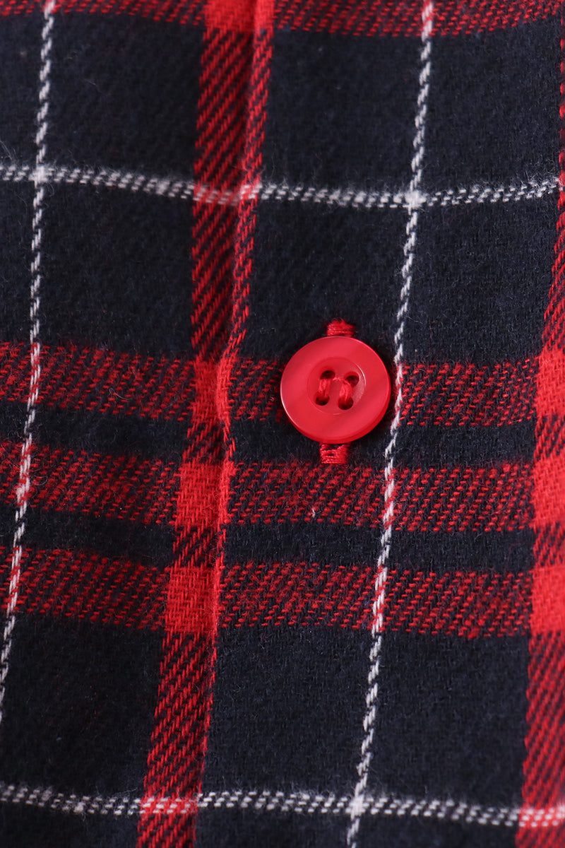 Red plaid button down shirt