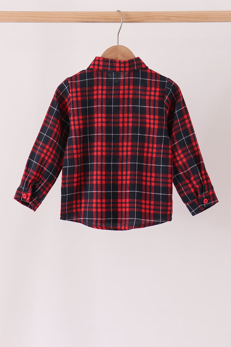 Red plaid button down shirt