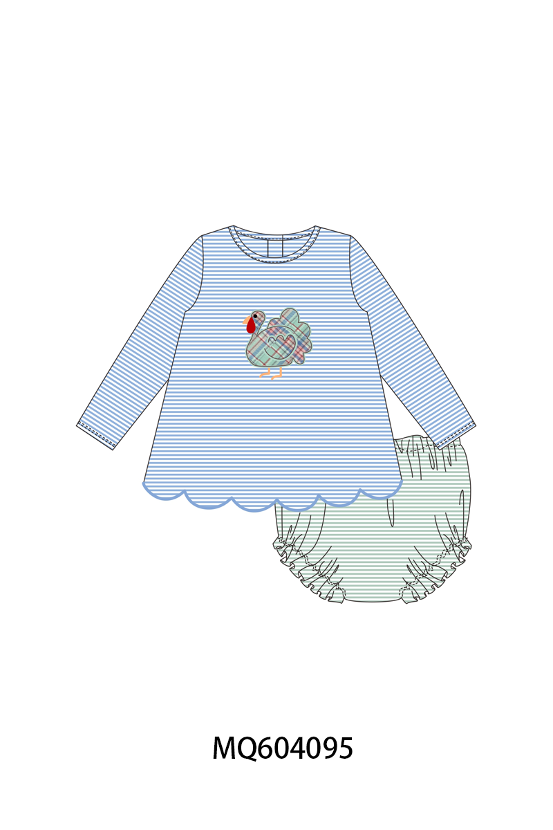 PO87 Blue stripe thanksgiving turkey applique collection - closing 4/20 - ETA early October