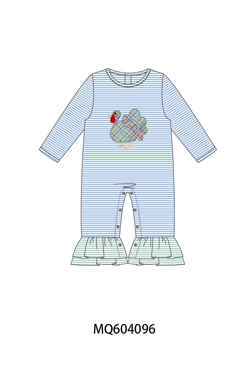 PO87 Blue stripe thanksgiving turkey applique collection - closing 4/20 - ETA early October
