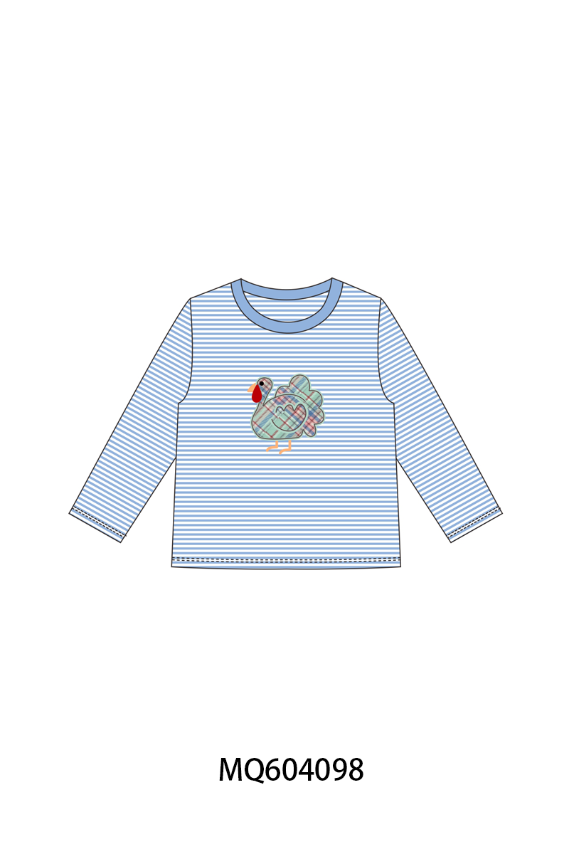 PO87 Blue stripe thanksgiving turkey applique collection - closing 4/20 - ETA early October