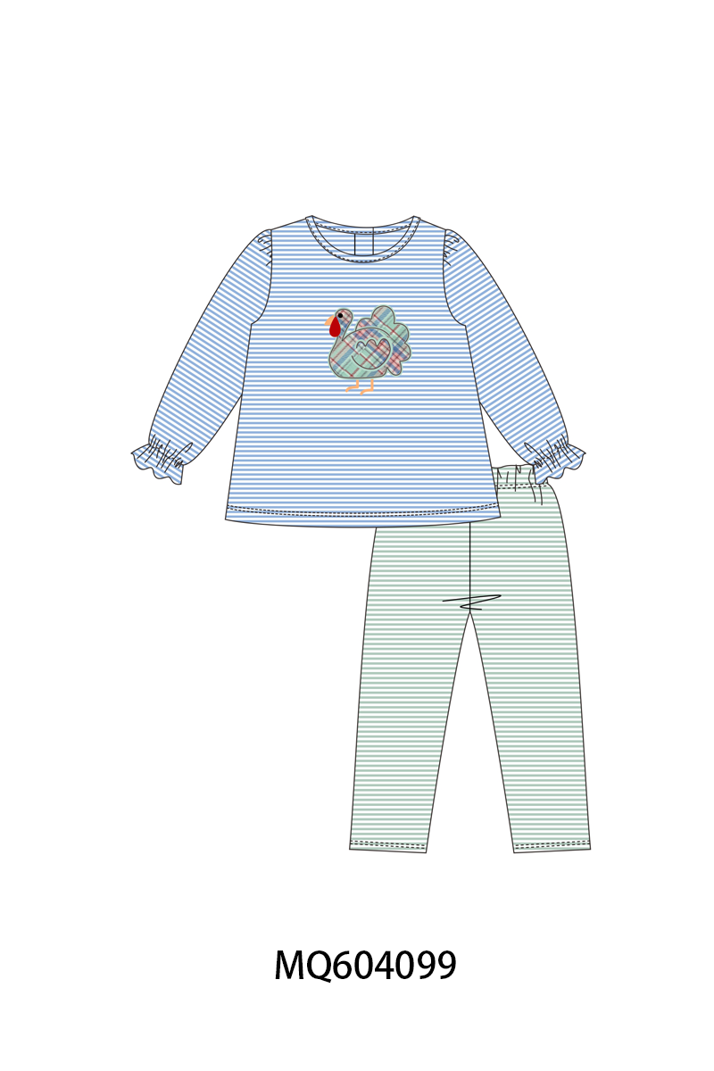 PO87 Blue stripe thanksgiving turkey applique collection - closing 4/20 - ETA early October
