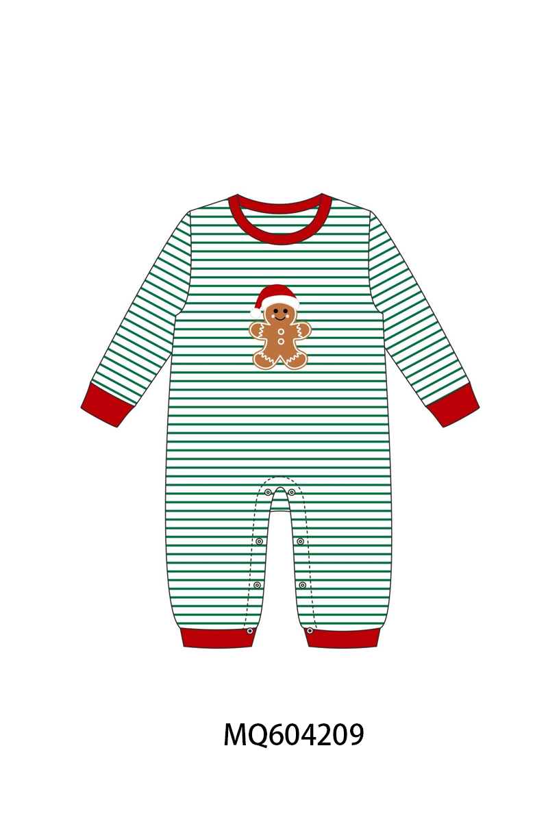 PO89 Green stripe gingerbread applique collection - closing 5/4 - ETA late october