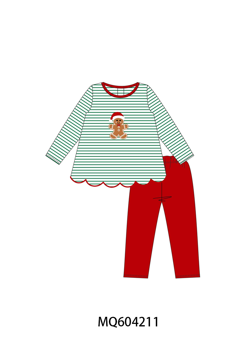 PO89 Green stripe gingerbread applique collection - closing 5/4 - ETA late october