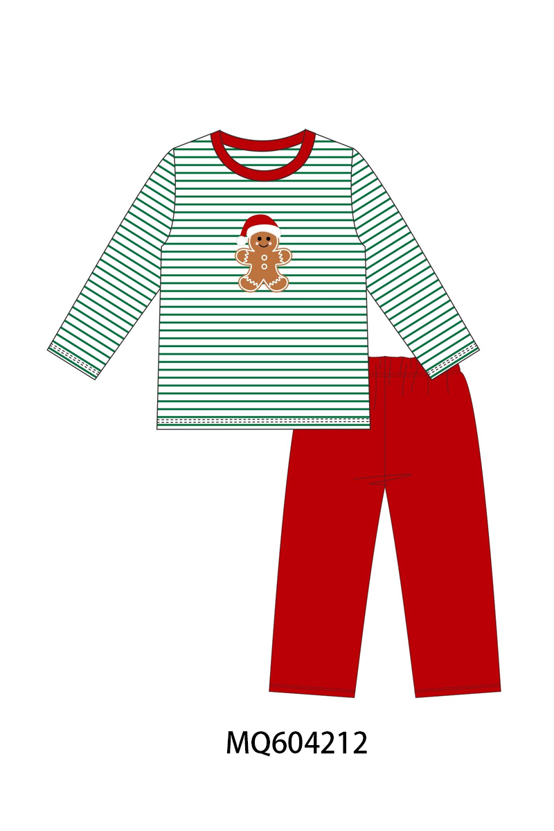 PO89 Green stripe gingerbread applique collection - closing 5/4 - ETA late october