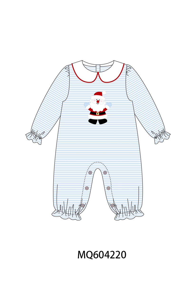 PO89 Blue stripe christmas santa claus applique collection - closing 5/4 - ETA late october