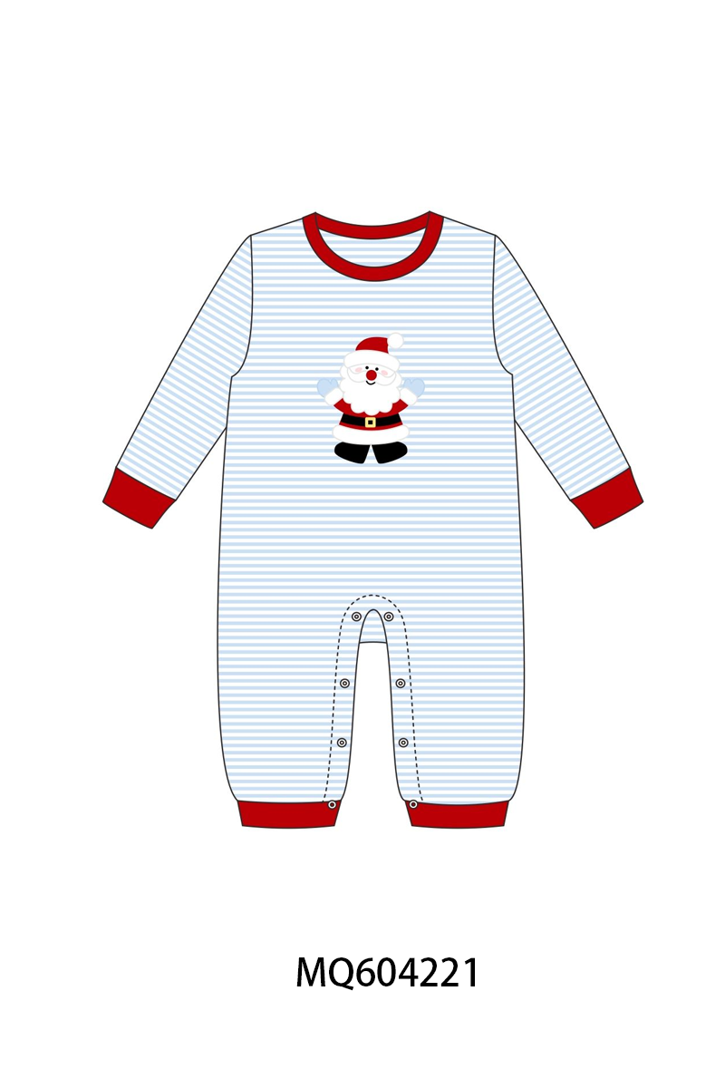 PO89 Blue stripe christmas santa claus applique collection - closing 5/4 - ETA late october