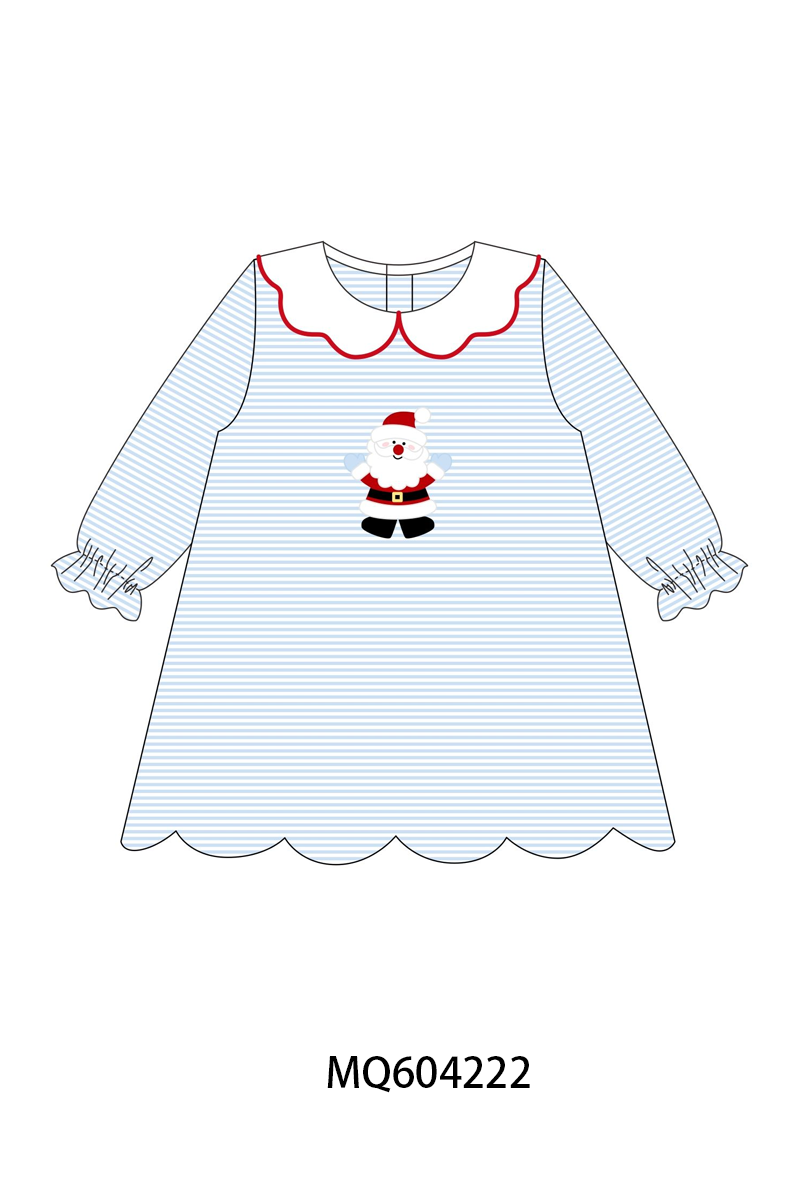PO89 Blue stripe christmas santa claus applique collection - closing 5/4 - ETA late october
