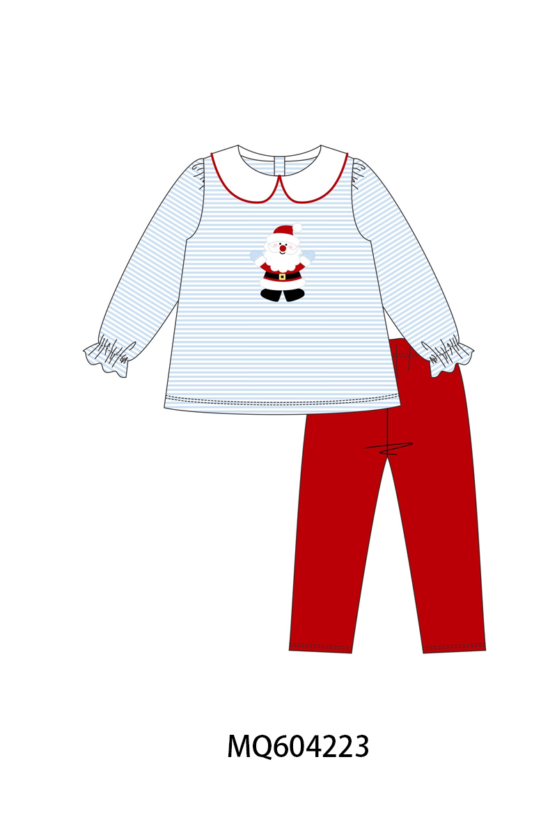 PO89 Blue stripe christmas santa claus applique collection - closing 5/4 - ETA late october