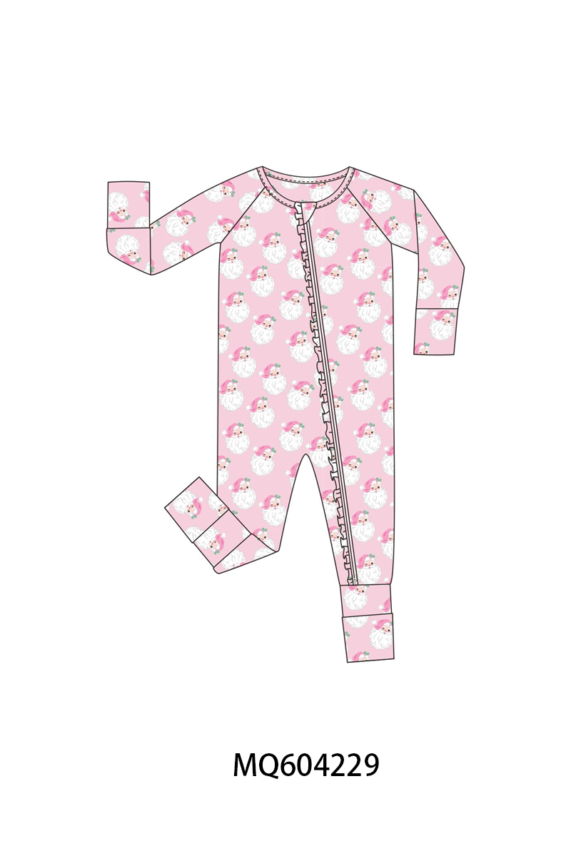 PO89 Pink&green christmas santa claus print bamboo collection - closing 5/4 - ETA late october