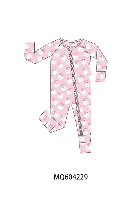 PO89 Pink&green christmas santa claus print bamboo collection - closing 5/4 - ETA late october