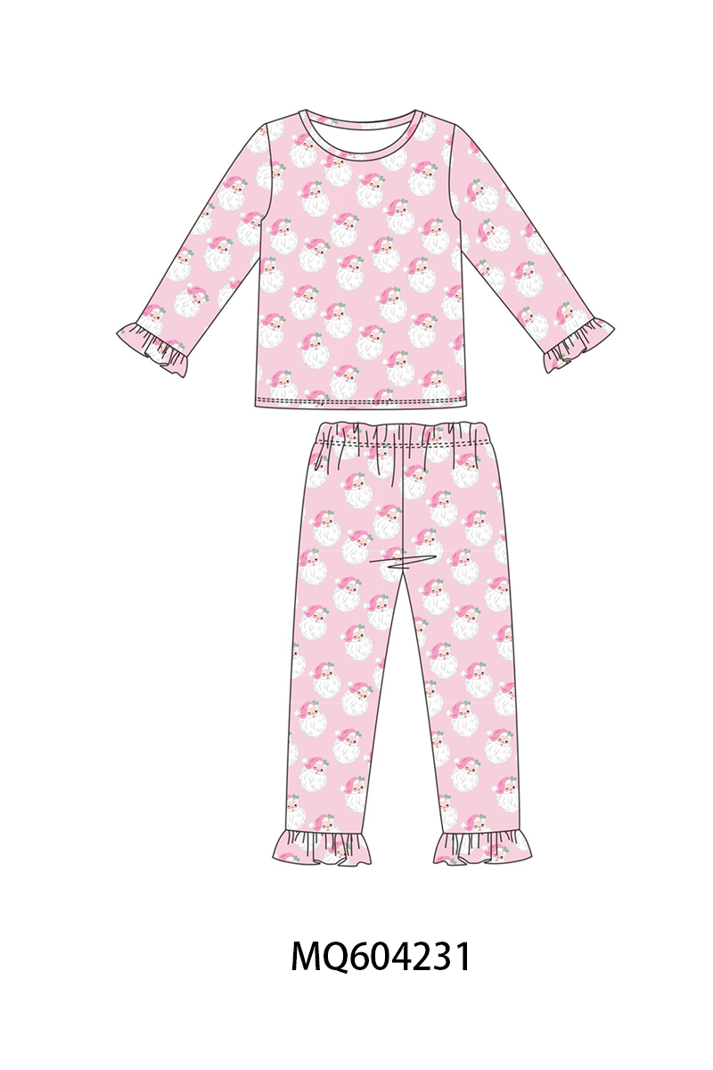 PO89 Pink&green christmas santa claus print bamboo collection - closing 5/4 - ETA late october