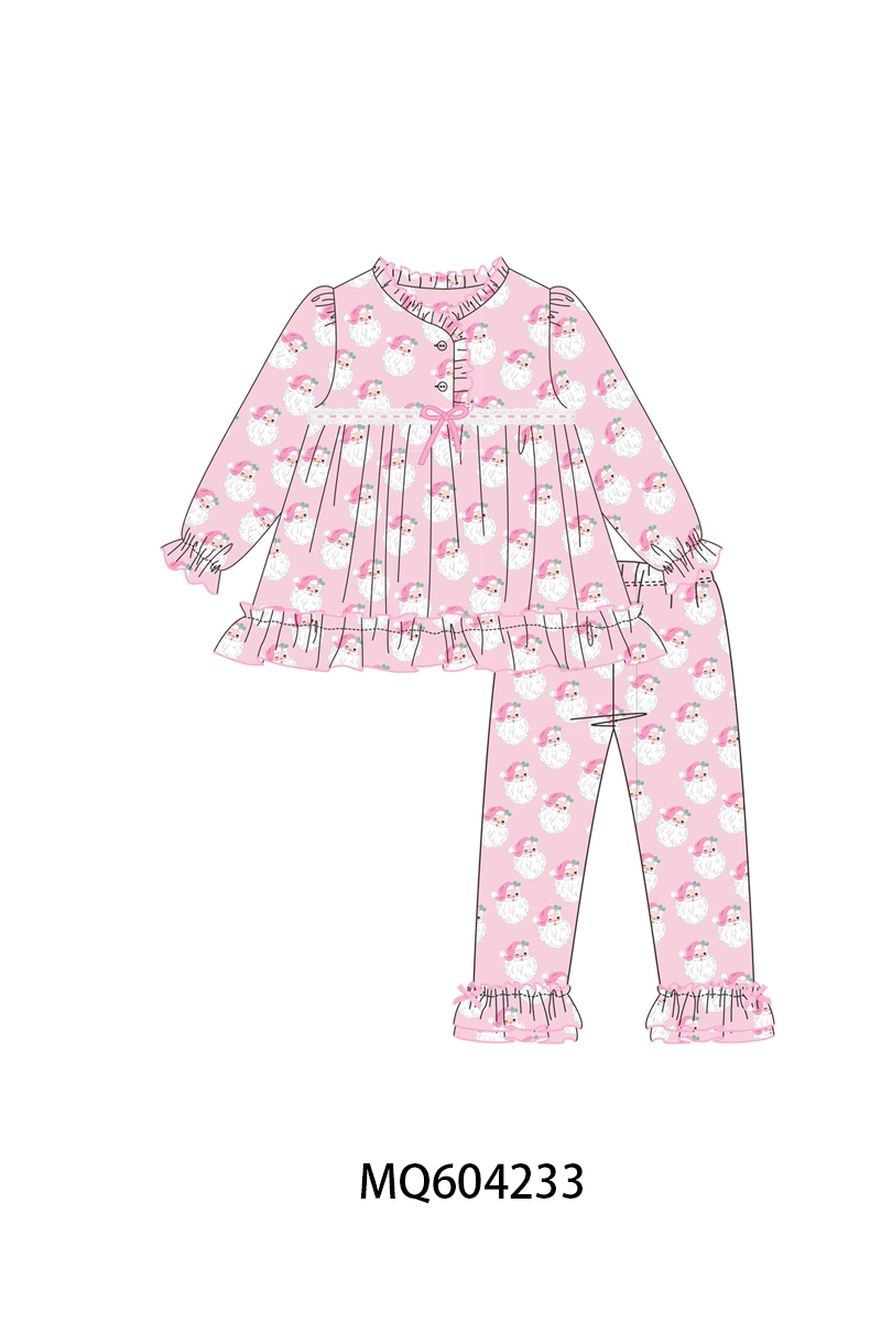 PO89 Pink&green christmas santa claus print bamboo collection - closing 5/4 - ETA late october