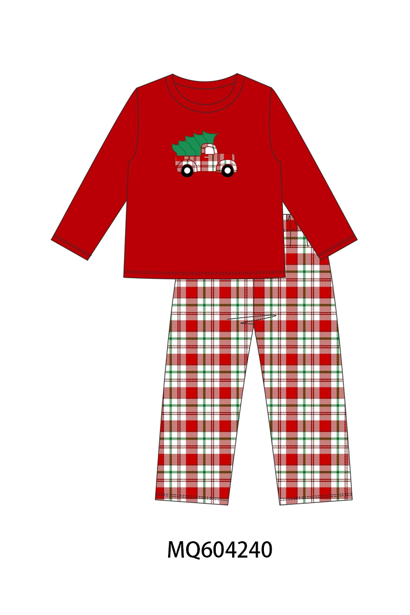 PO89 Red&green plaid christmas truck tree embroidery collection - closing 5/4 - ETA late october