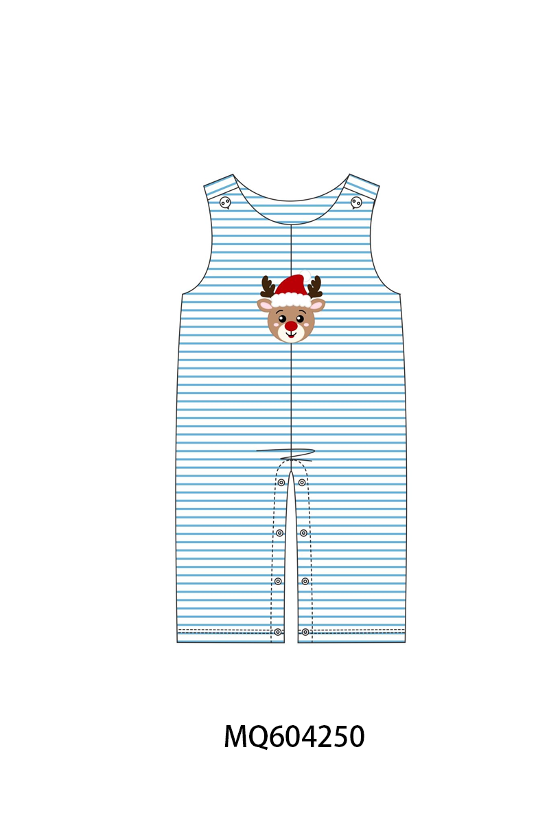 PO89 Blue christmas reindeer applique stripe collection - closing 5/4 - ETA late october