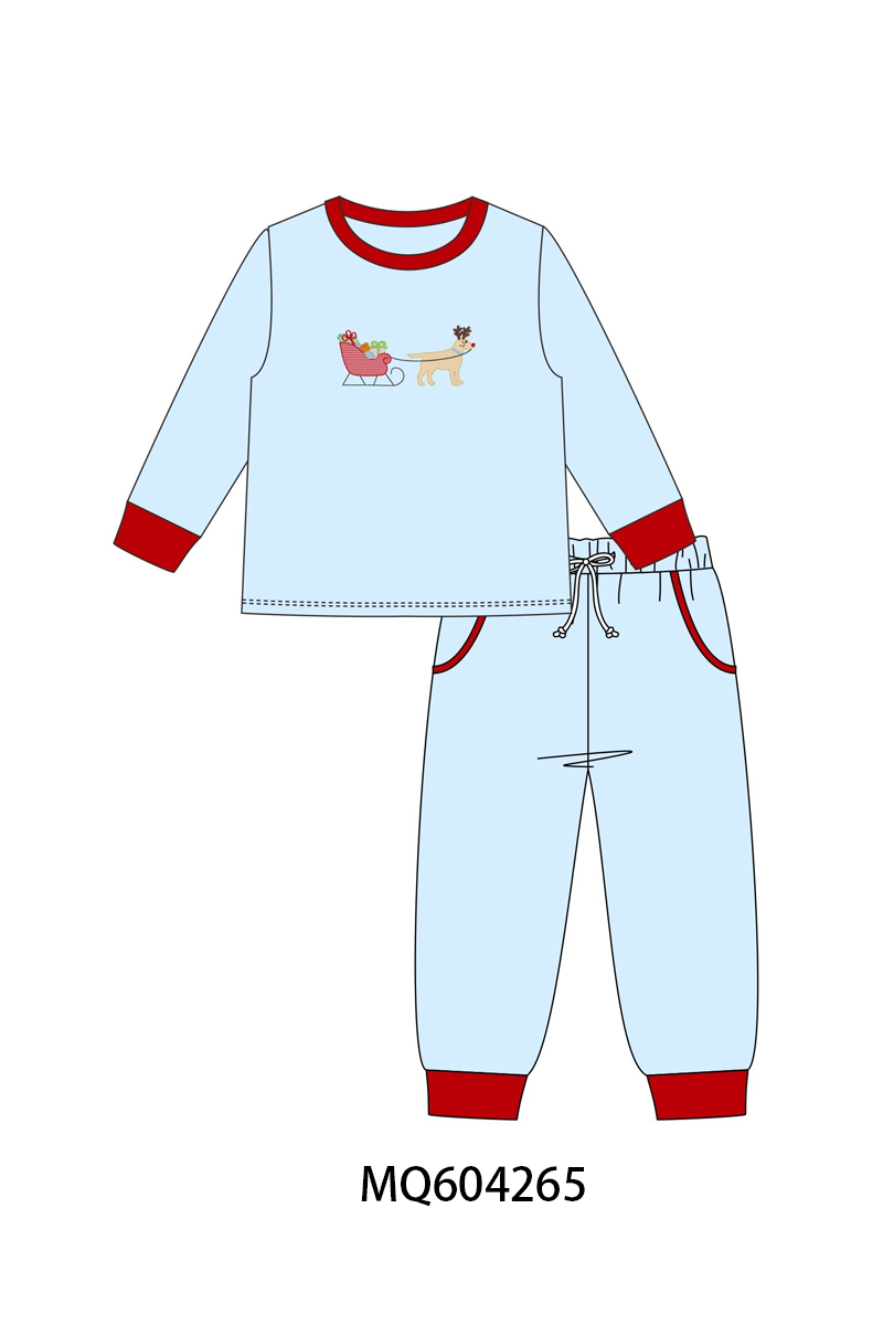 PO89 Blue christmas puppy embroidery collection - closing 5/4 - ETA late october