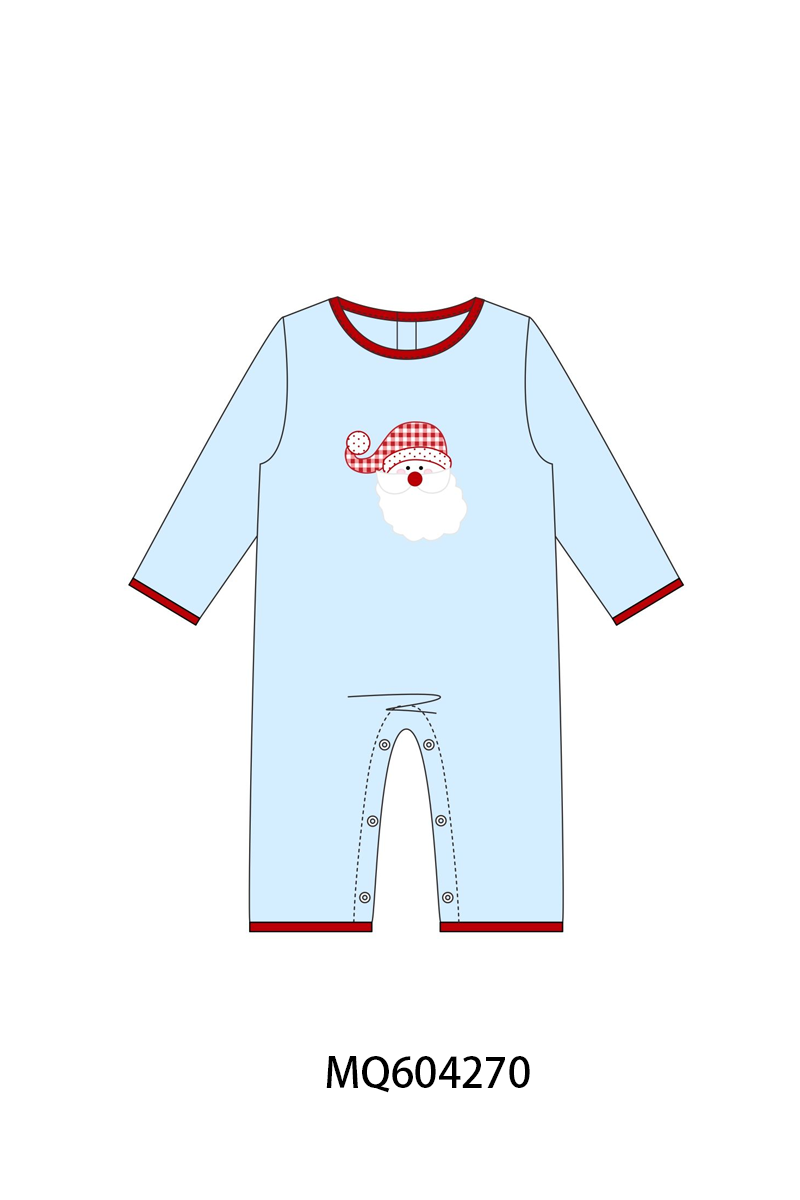 PO89 Blue christmas santa claus applique gingham collection - closing 5/4 - ETA late october