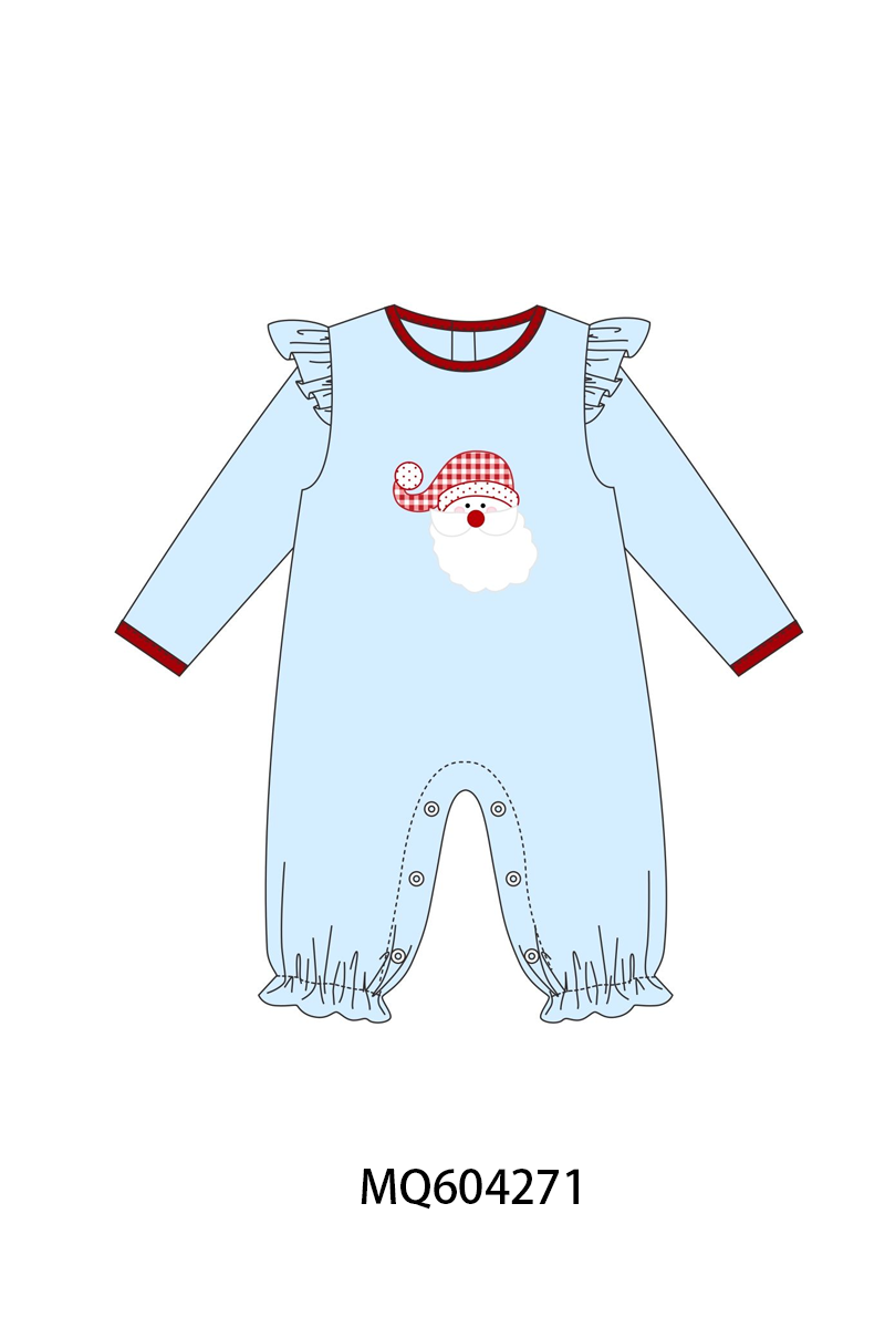PO89 Blue christmas santa claus applique gingham collection - closing 5/4 - ETA late october