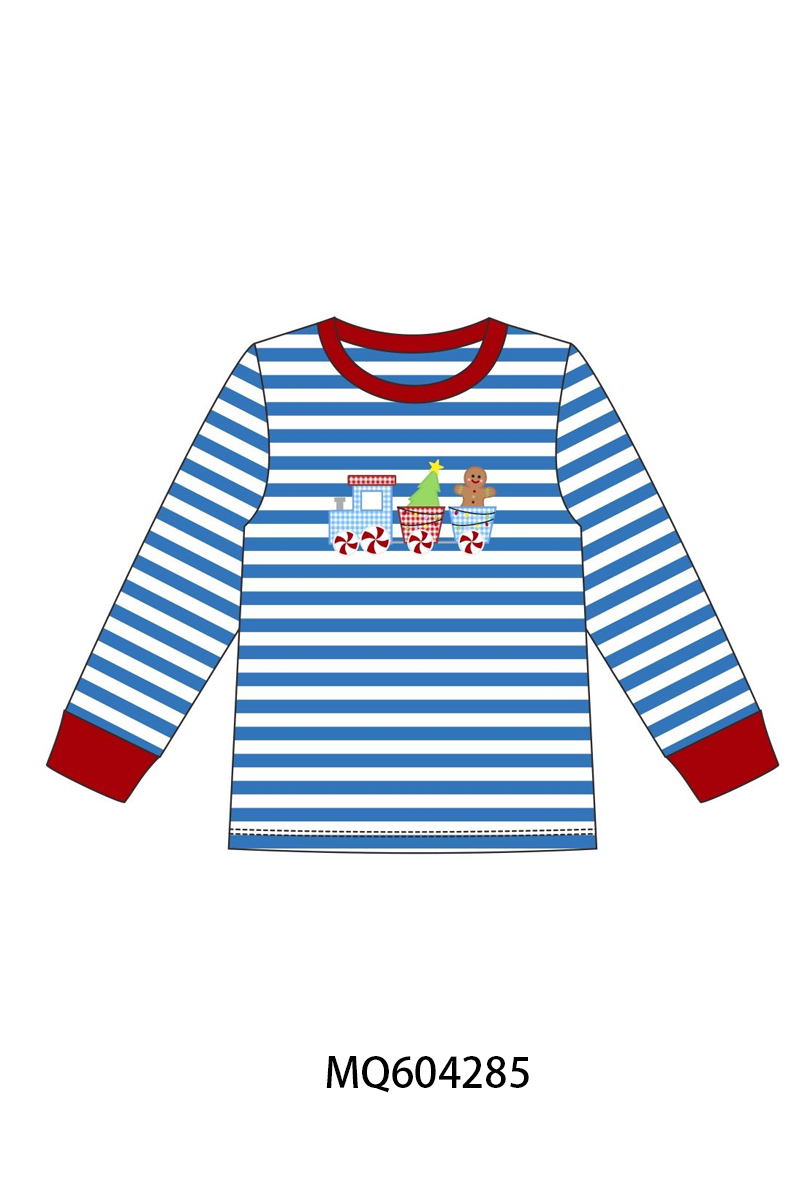 PO89 Pink&blue stripe train christmas tree gingerbread embroidery collection - closing 5/4 - ETA late october