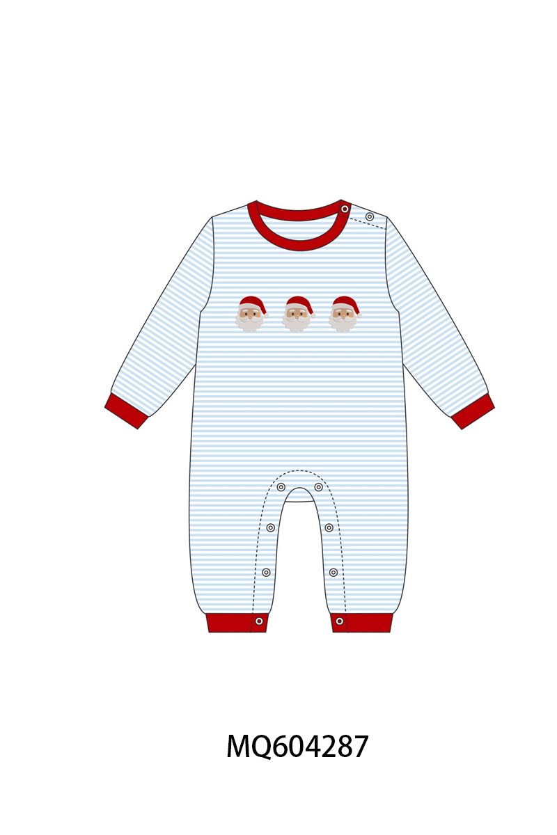 PO89 Blue stripe christmas santa claus embroidery collection- closing 5/4 - ETA late october