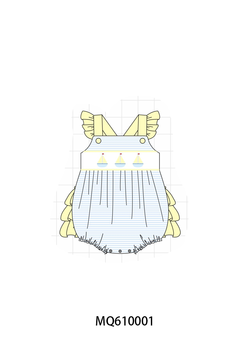 PO109 Blue stripe sailboat embroidery collection -closing 11/2- ETA May