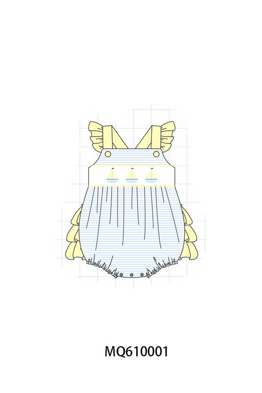 PO109 Blue stripe sailboat embroidery collection -closing 11/2- ETA May