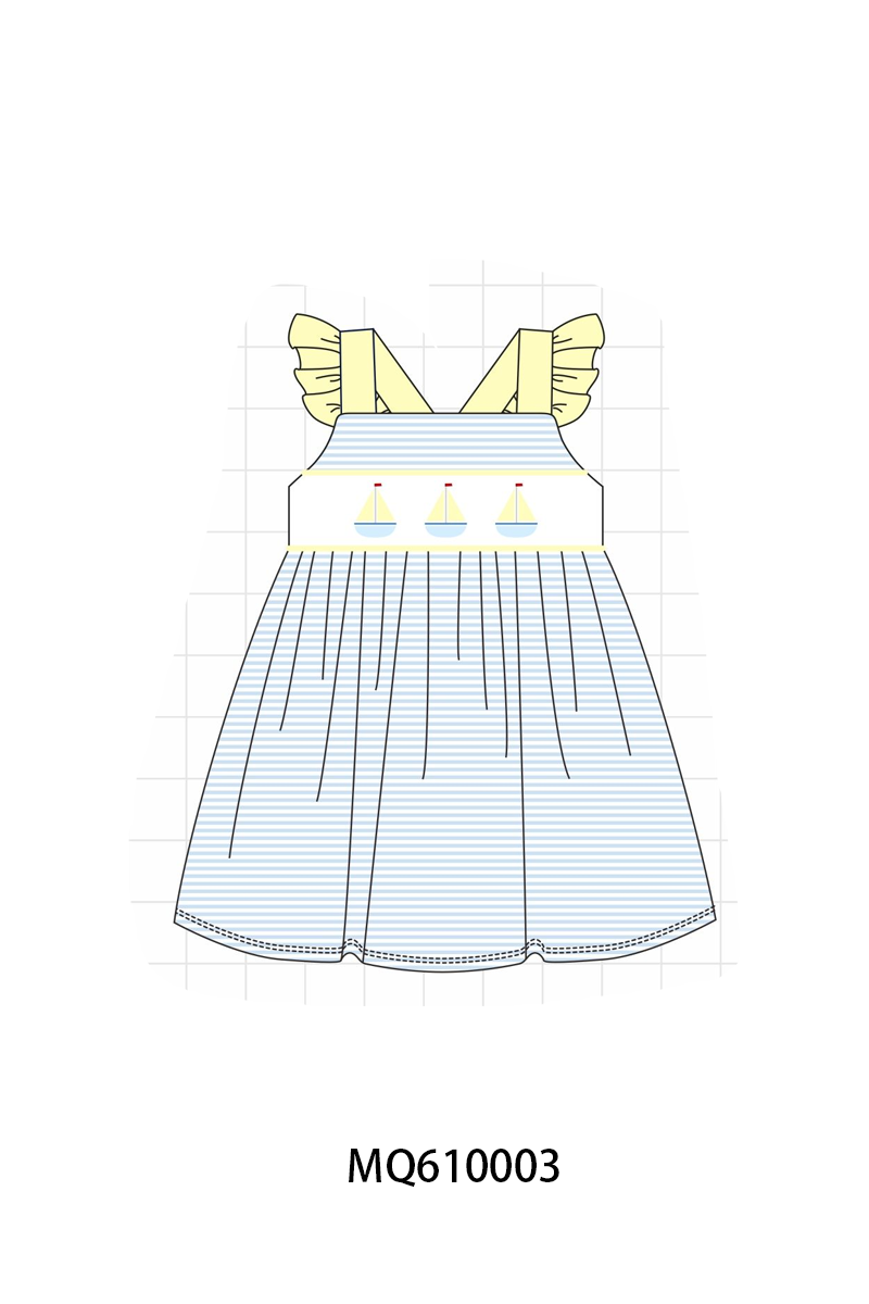PO109 Blue stripe sailboat embroidery collection -closing 11/2- ETA May