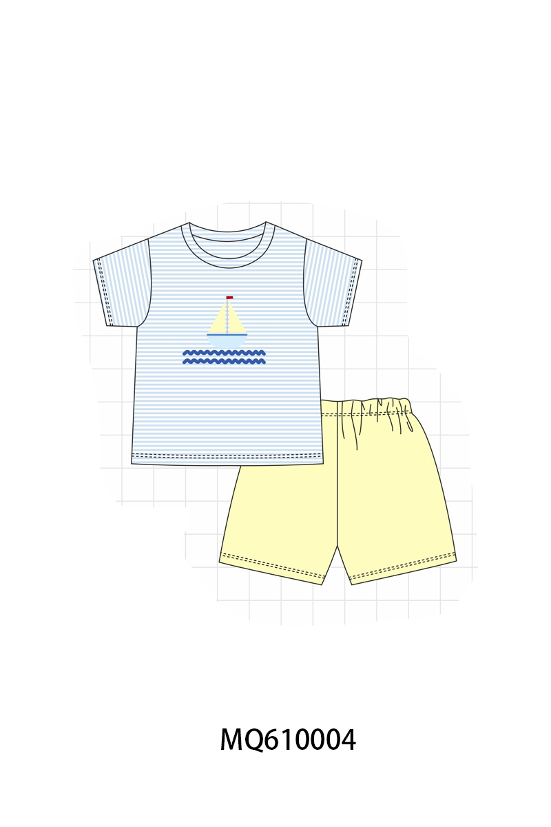 PO109 Blue stripe sailboat embroidery collection -closing 11/2- ETA May