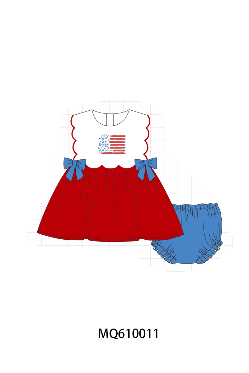PO109 Red patriotic flag embroidery bow collection -closing 11/2- ETA May