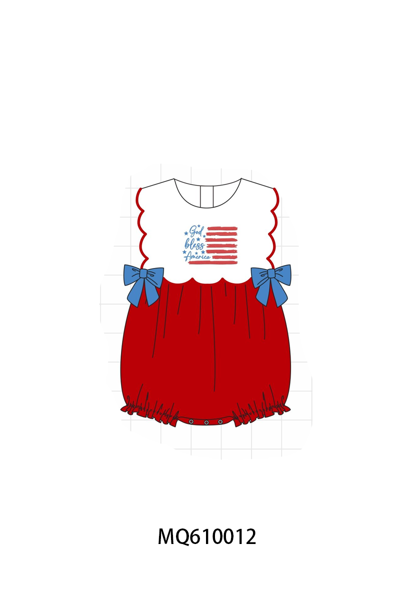 PO109 Red patriotic flag embroidery bow collection -closing 11/2- ETA May