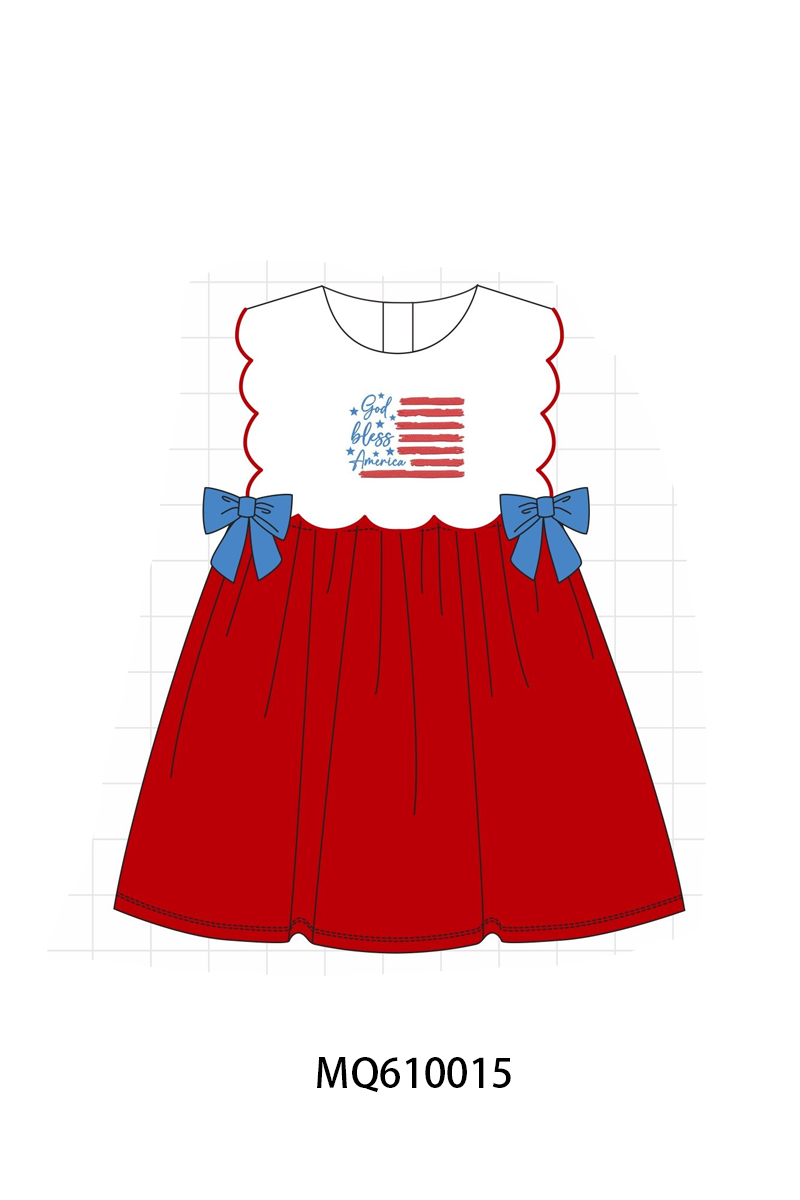 PO109 Red patriotic flag embroidery bow collection -closing 11/2- ETA May