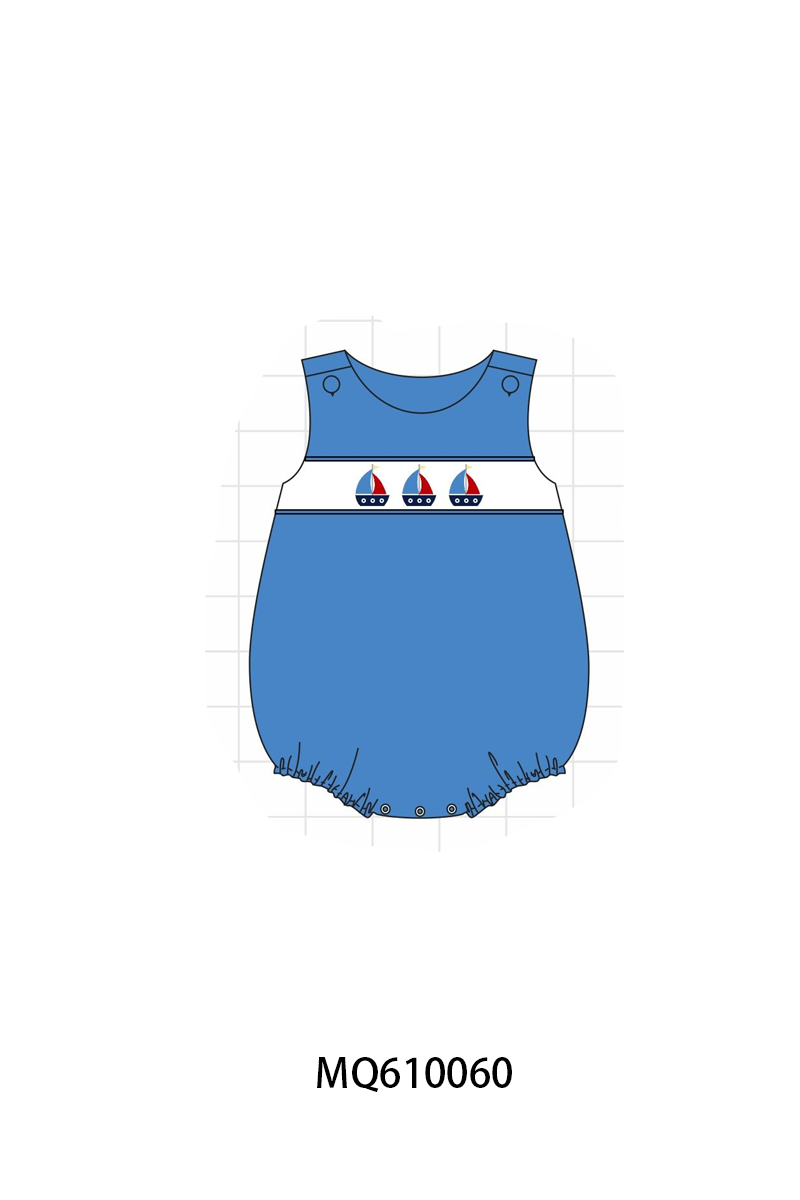PO109 Blue sailboat embroidery gingham collection -closing 11/2- ETA May