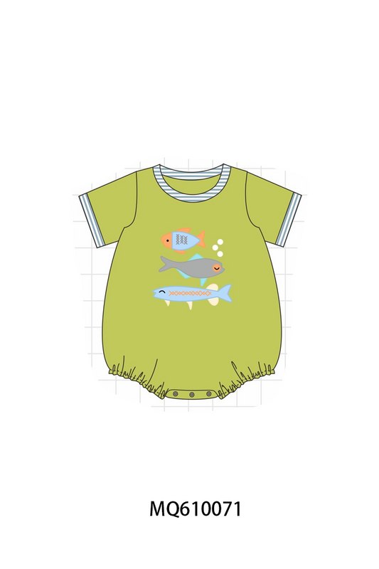 PO109 Olive fish applique stripe collection -closing 11/2- ETA May