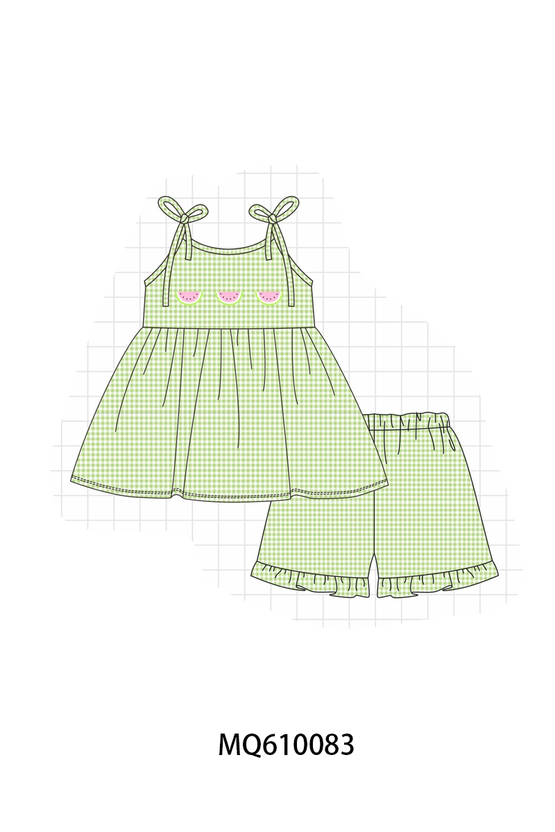 PO109 Green gingham watermelon embroidery collection -closing 11/2- ETA May