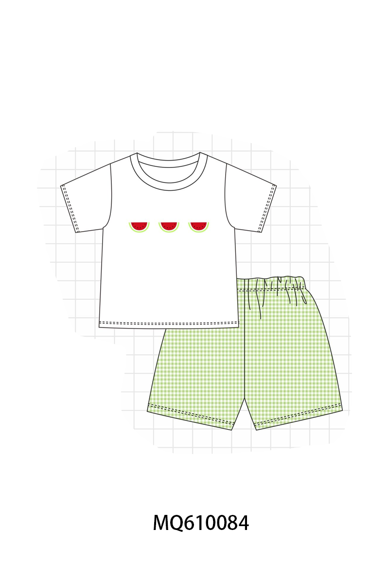 PO109 Green gingham watermelon embroidery collection -closing 11/2- ETA May