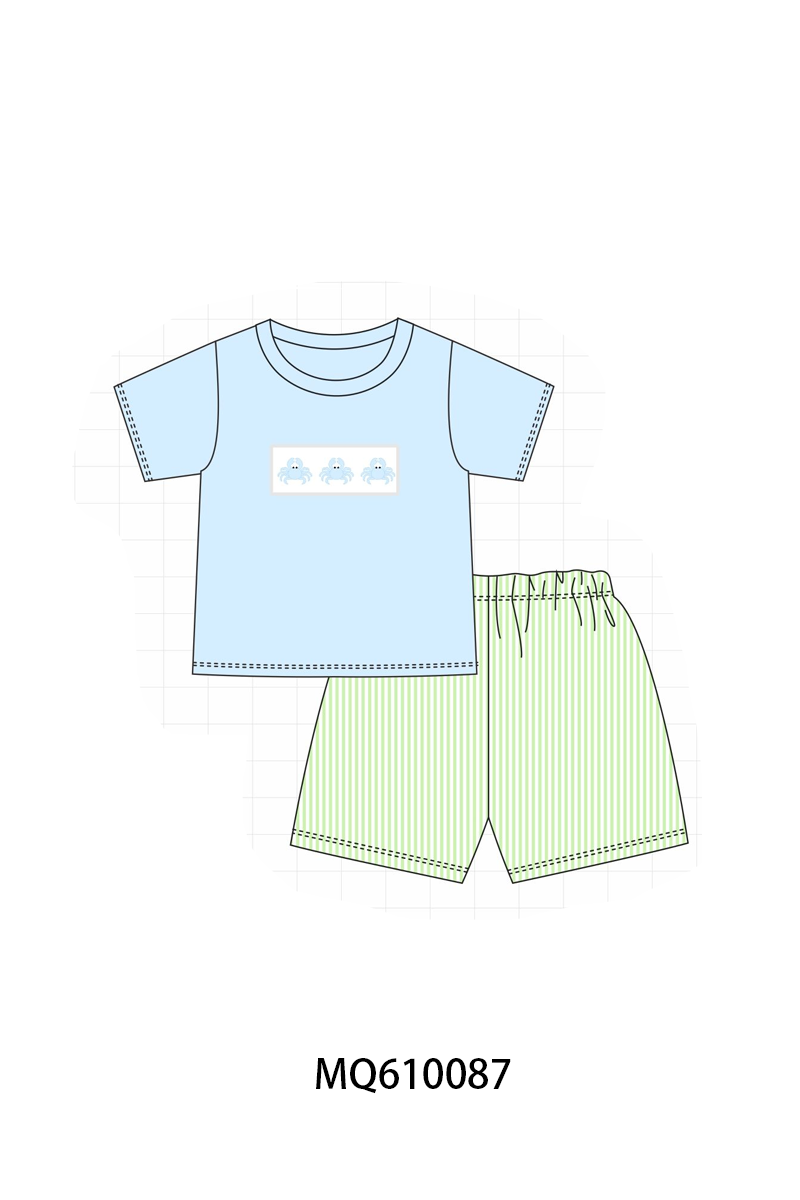 PO109 Blue&pink crab embroidery stripe collection -closing 11/2- ETA May
