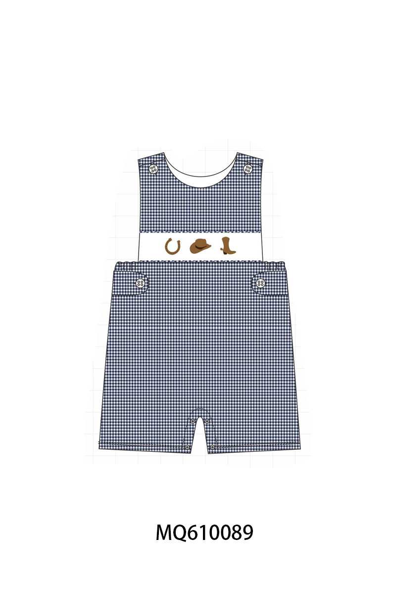 PO109 Navy cowgirl embroidery gingham collection -closing 11/2- ETA May