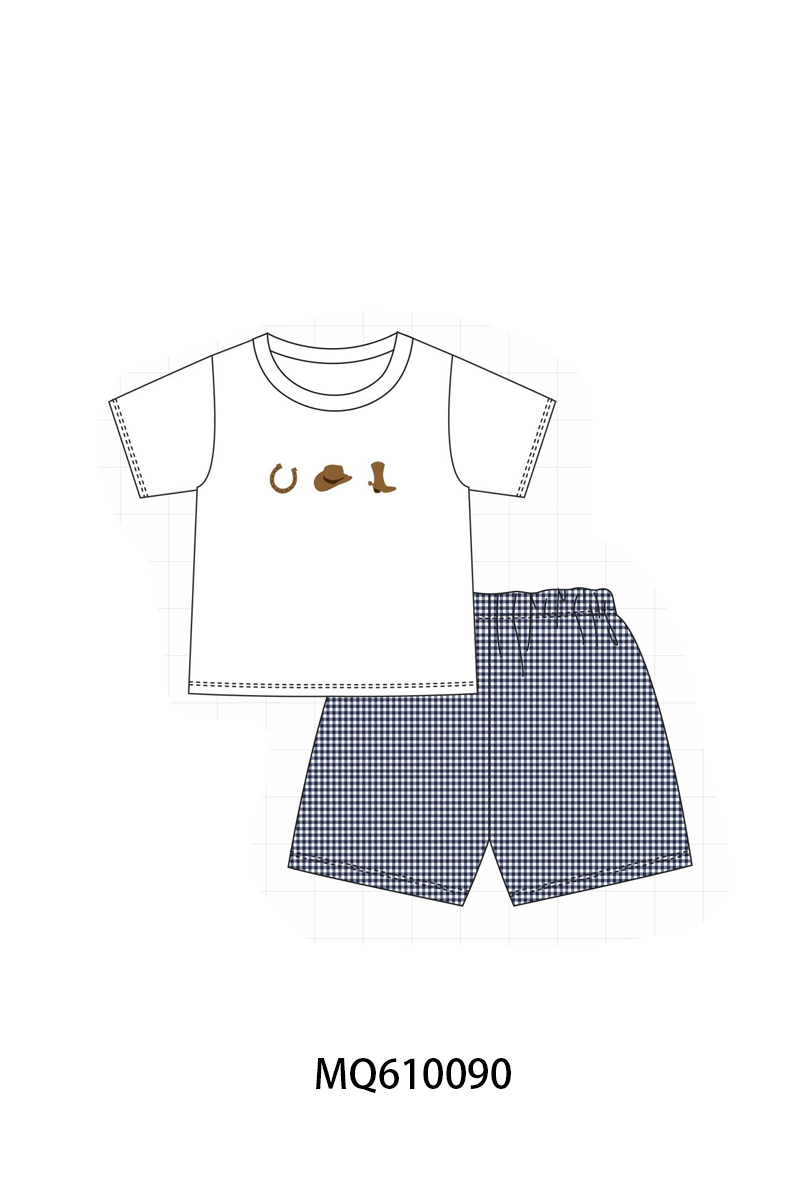 PO109 Navy cowgirl embroidery gingham collection -closing 11/2- ETA May