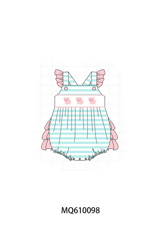 PO109 Pink piggy embroidery stripe collection -closing 11/2- ETA May
